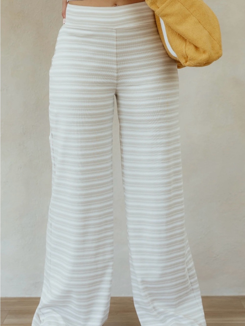 Ptula Cotton Wide Leg Pants - Cream Stripe